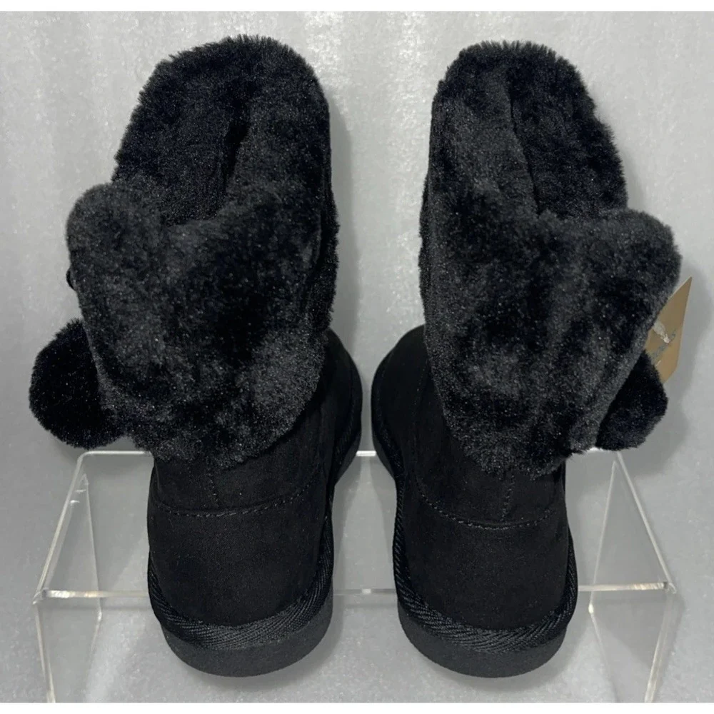 Thereabouts Willa Flat Heel Black‎ Winter Boots Faux Fur Girls Size 12 NEW